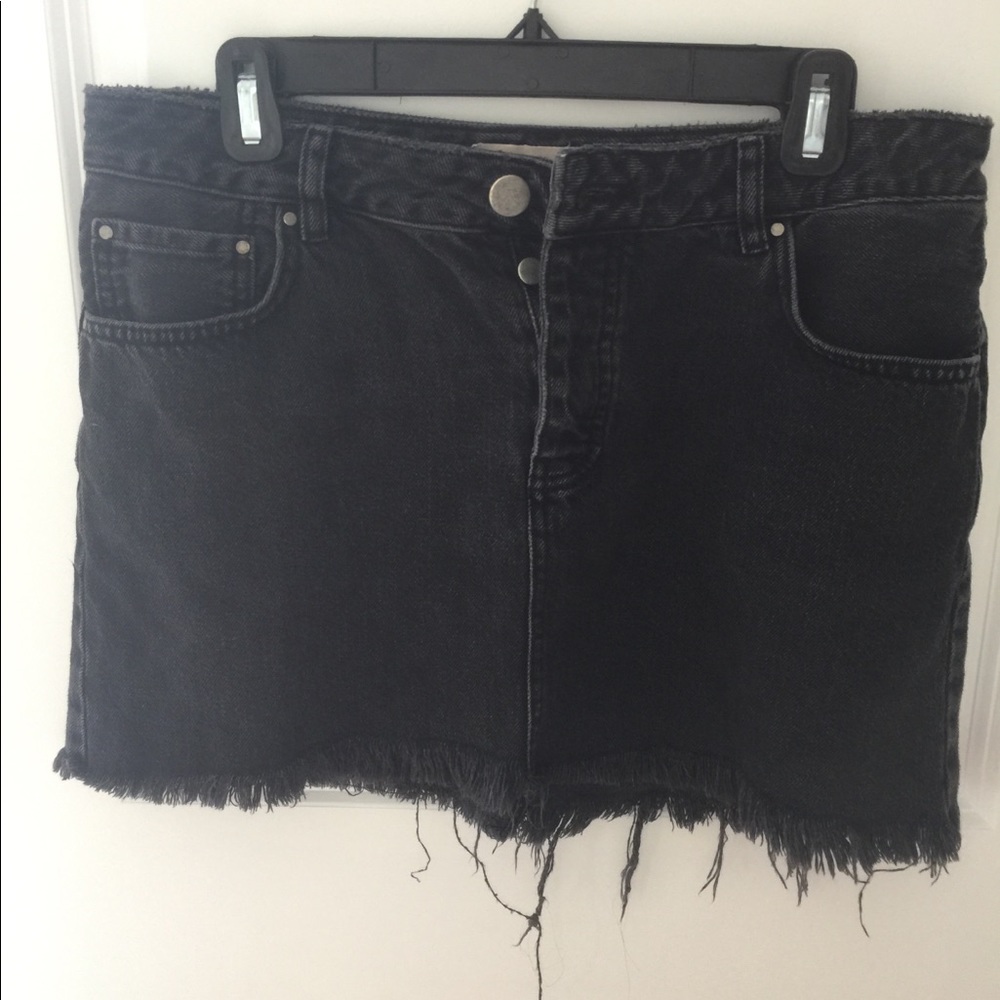 Black denim skirt